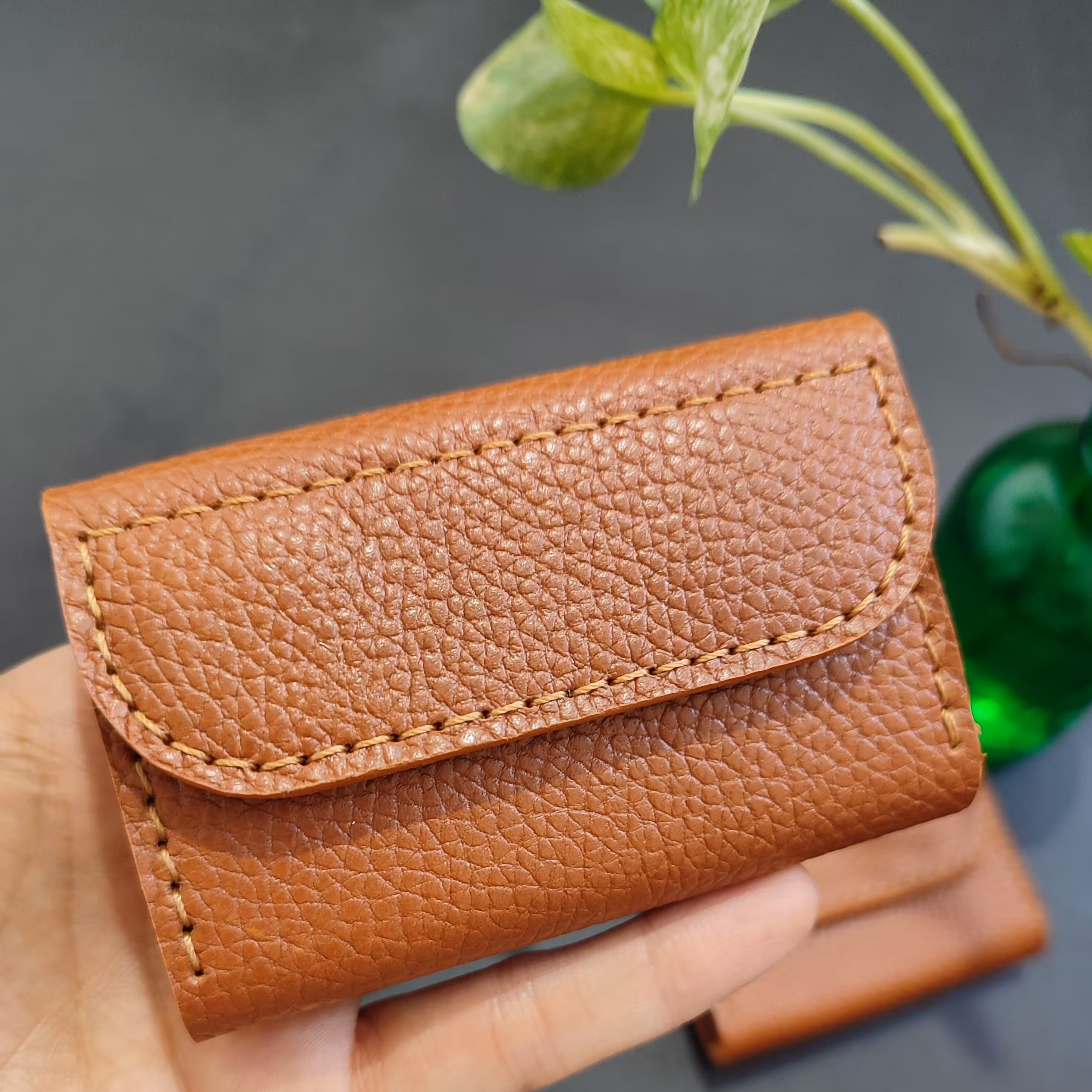 جاکارتی چرمی آکاردئونی  دستدوز با 10 عدد جای کارت