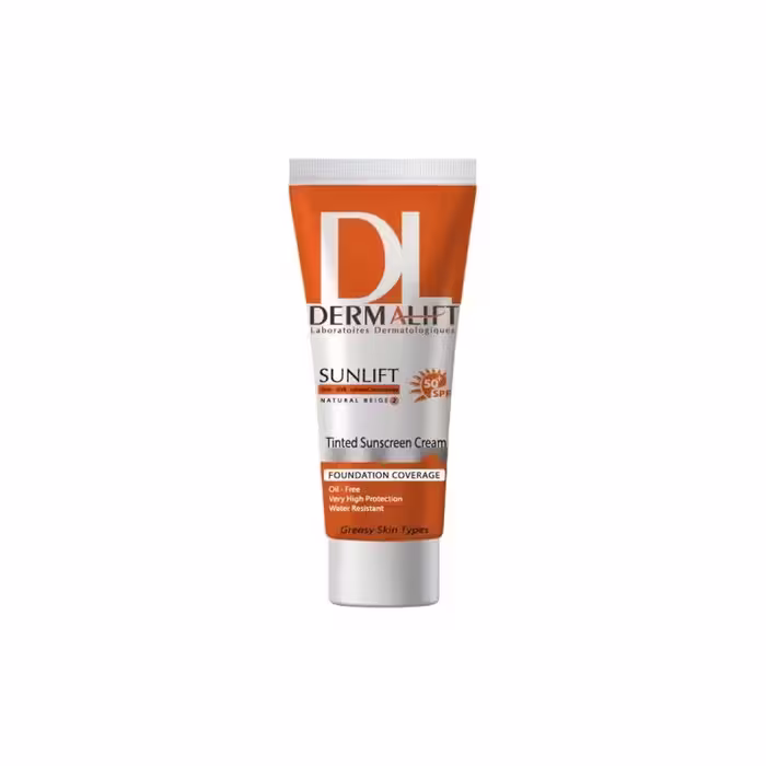کرم ضد آفتاب رنگی SPF50 محافظ UVA و UVB ضد آب مناسب پوست چرب درمالیفت 40 میل