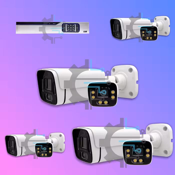 پکیج دوربین 4 عددی  4 مگاپیکسل با DVR چهار  کانال 5 مگاپیکسل و تجهیزات نصب