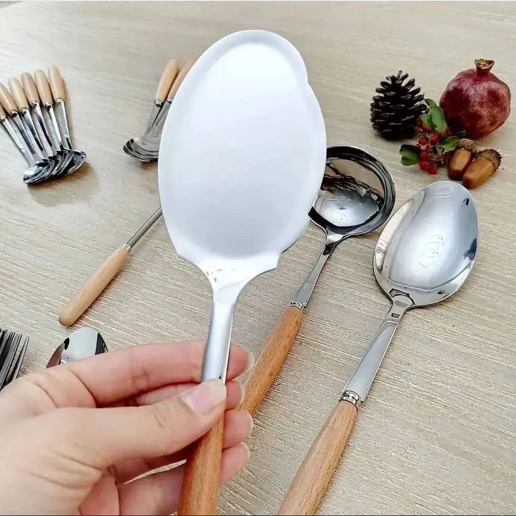 کفگیر برنج دسته چوبی کد Gw53601001