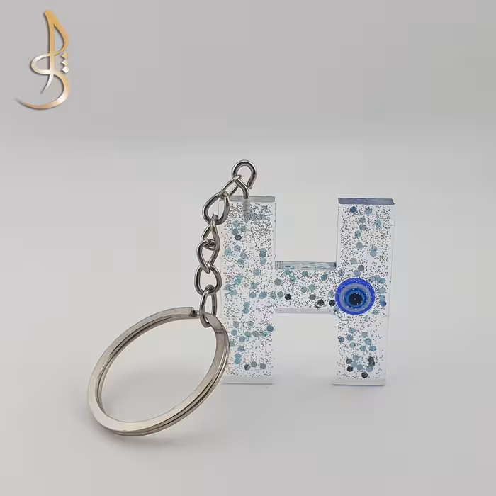 جاکلیدی رزینی حروف انگلیسی حرف H  چشم نظر  (کد 001)