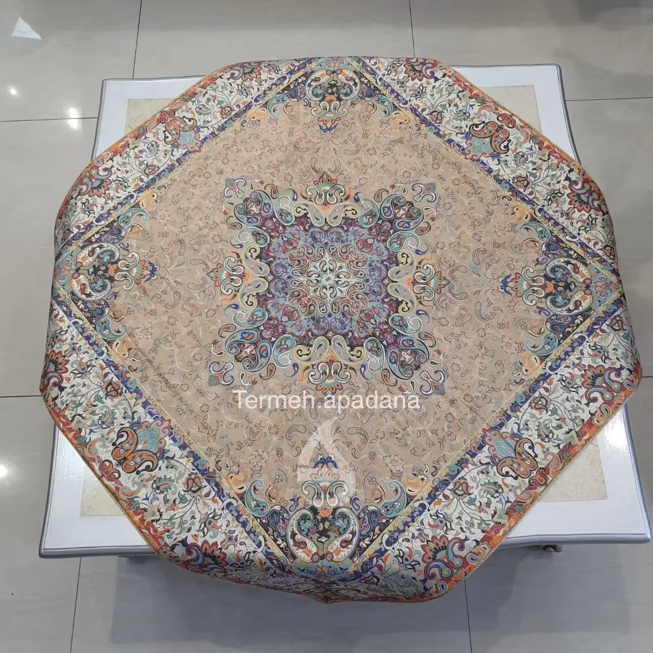 ست پنج تیکه رومیزی ابریشم طرح ترنج