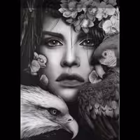 تابلو نقاشی سیاه قلم هایپررئال اندازه 100در70