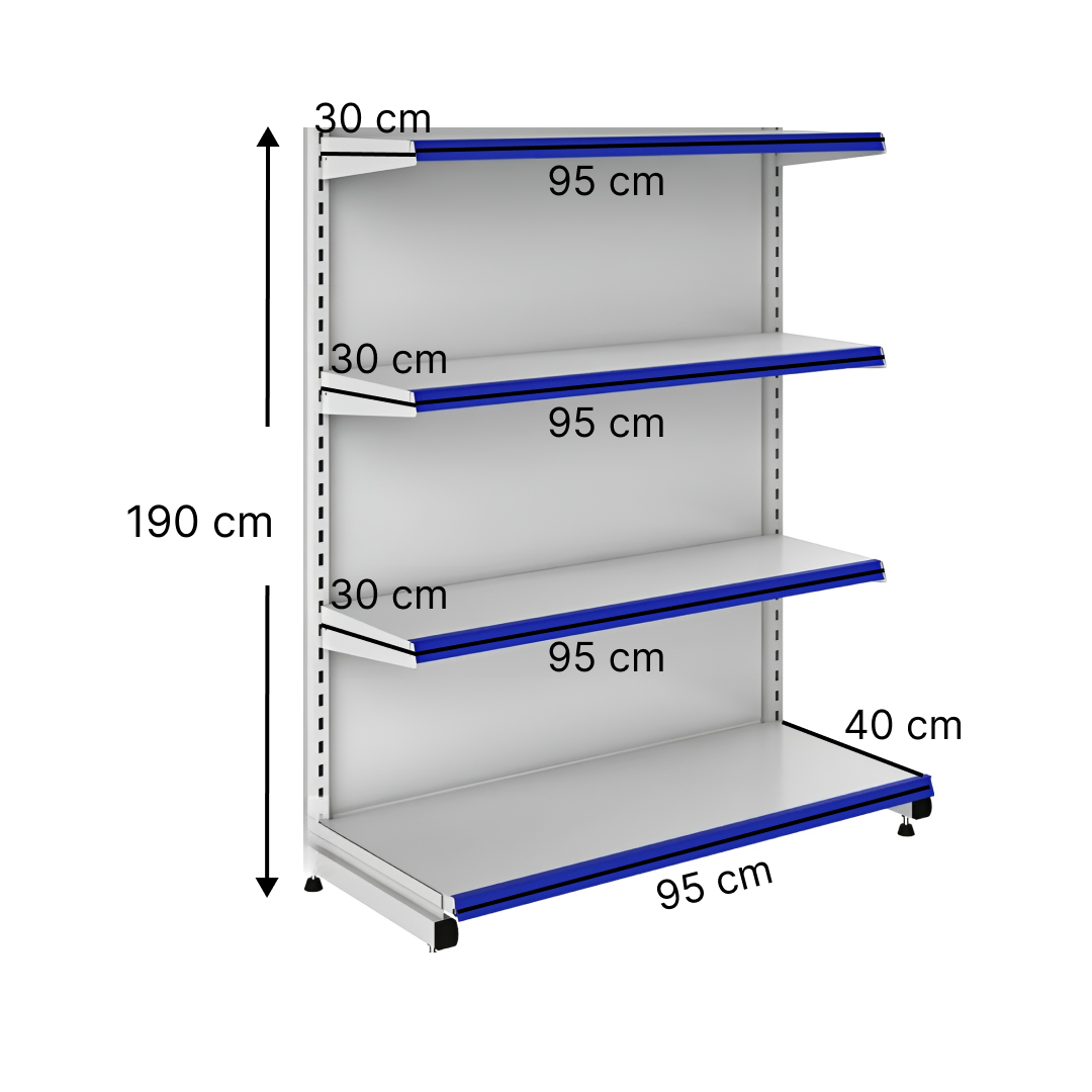 خرید و قیمت قفسه هایپری خودایست 4 طبقه 95x30 کف40 ارتفاع 190 - قفسه‌بندی وکیلی