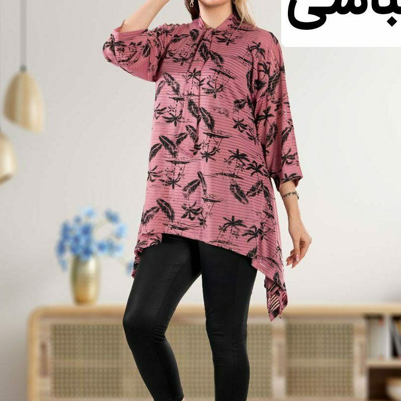 تونیک دو تکه فیونا جنس تاپ زرشکی (زیره)کرپ کش و رویه فیلامنت بارکدی  
