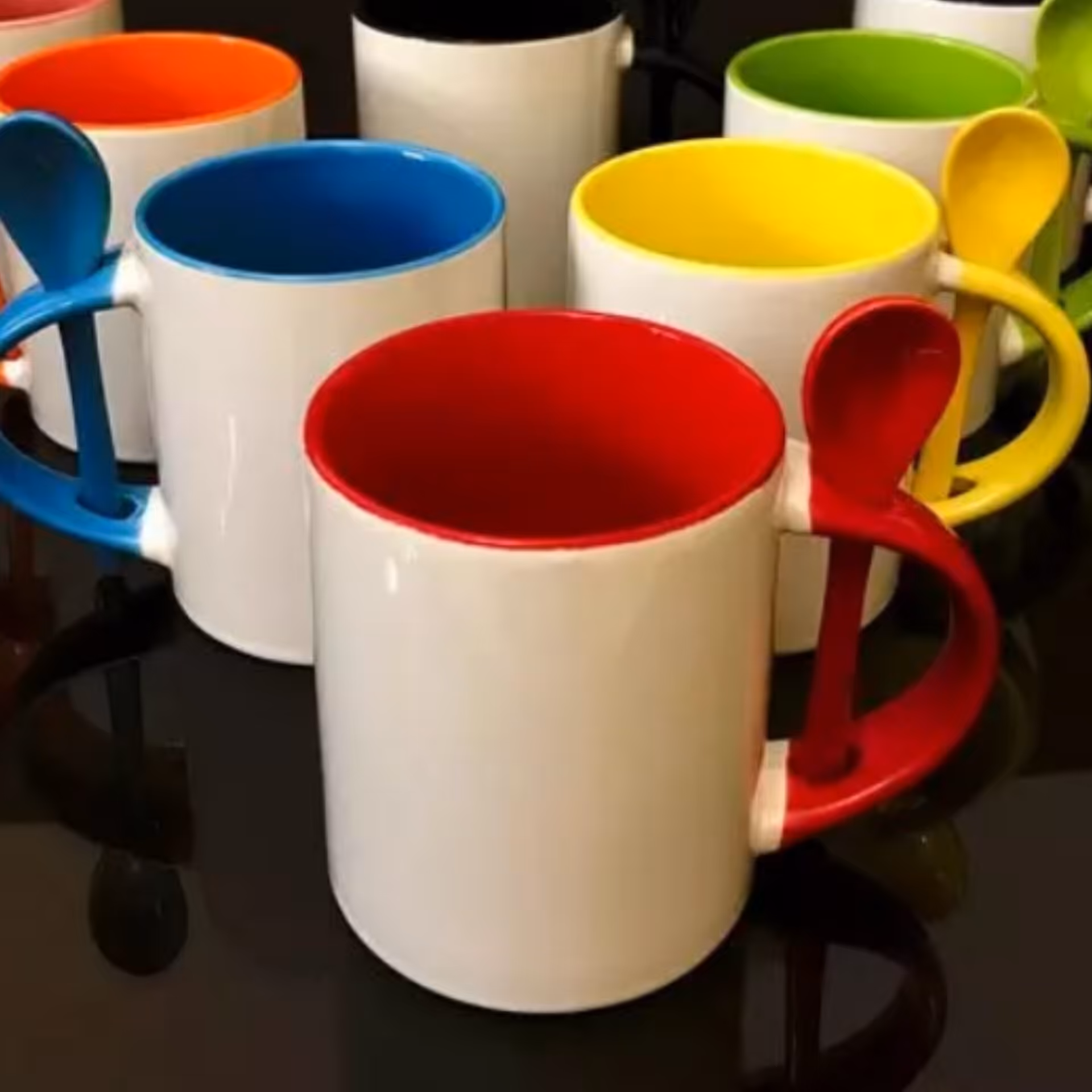 چاپ بر  روی لیوان قاشق دار   رنگ های متنوع و زیبا 