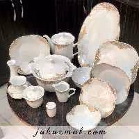 سرویس چینی پردیس طرح مونیکا فیروزه ای 104 پارچه کد 1007i