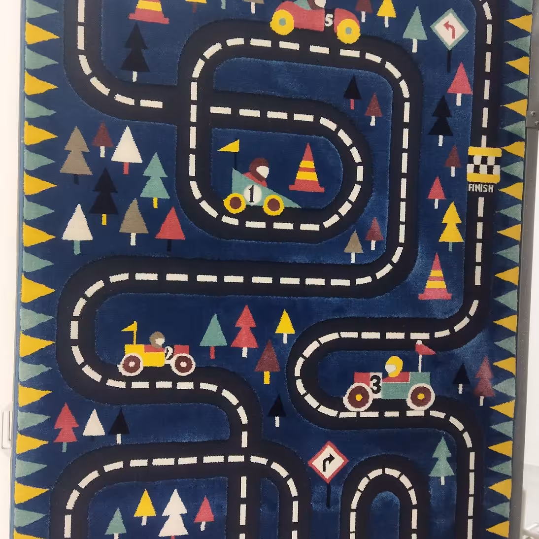 فرش پاتریس  فرش گلیم کودک 400شانه طرح رالی آبی سایز کناره یک در یک ونیم متری