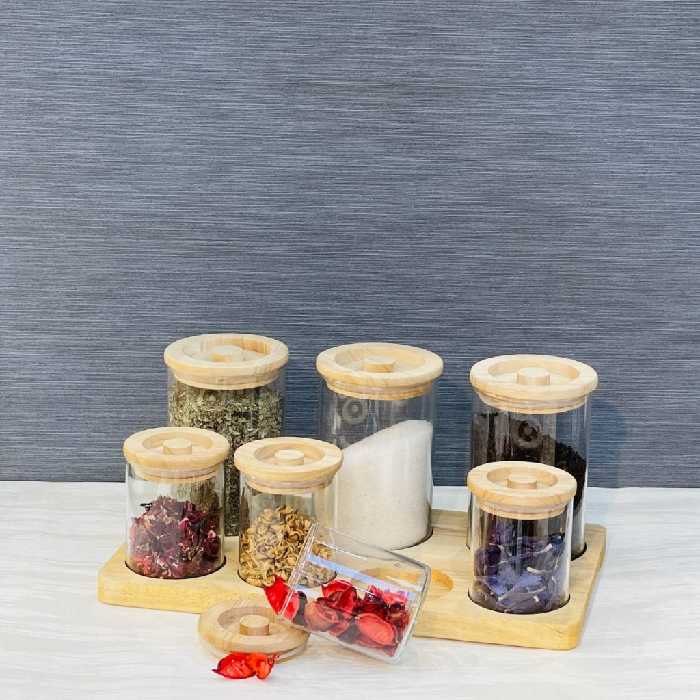 ست بانکه بلور با درب چوب