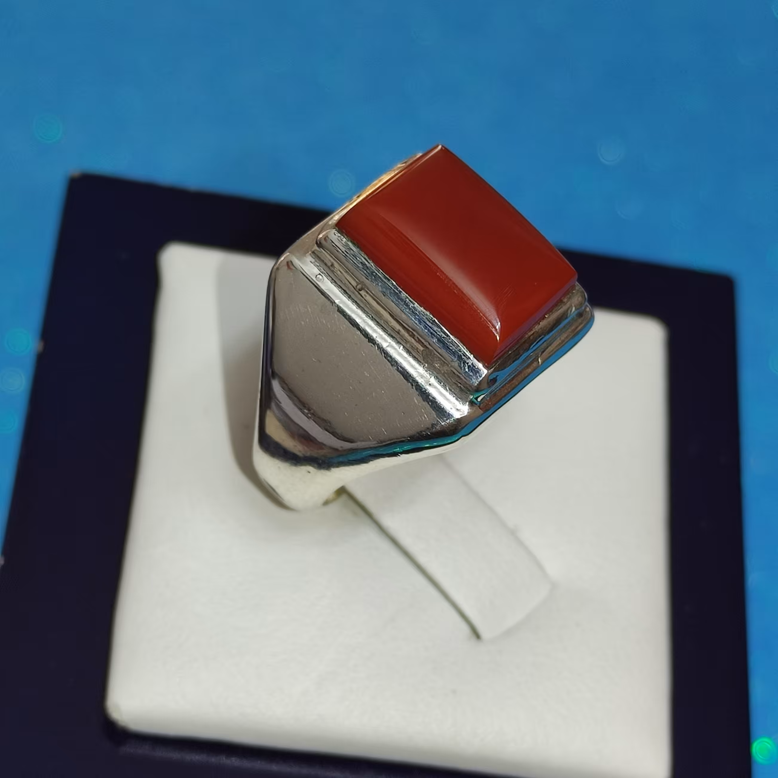 انگشتر نقره مردانه بانگین عقیق سرخ (کد3)