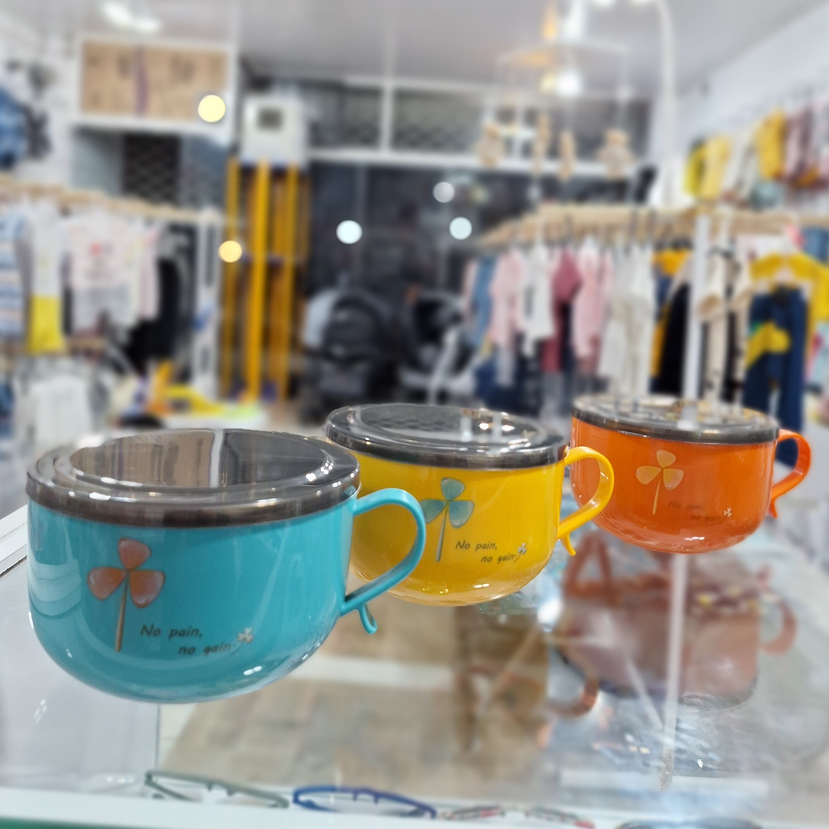 ظرف نگهداری غذا دسته دار استیل در سه رنگ قطر 14 سانت