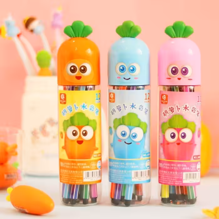 ماژیک نقاشی دوازده رنگ با طراحی جا قلمی هویج 