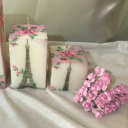 🕯شمع های سه تایی مکعب طرح دار 😍