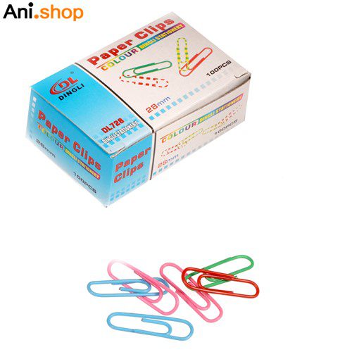 گیره کاغذ مدل رنگی 28 میلی متر بسته 100 عددی کد 120