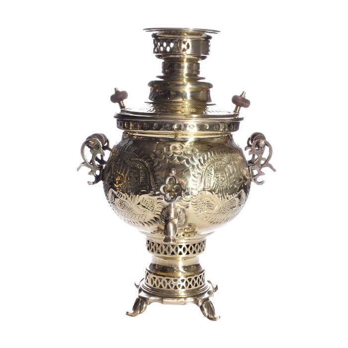 سماور برنجی 6 لیتری مدل قلم کاری