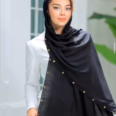 شال حریر نگینی دور دوخت