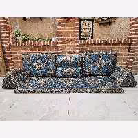 ست 7 تکه پشتی سنتی طرح الماس رنگ آبی