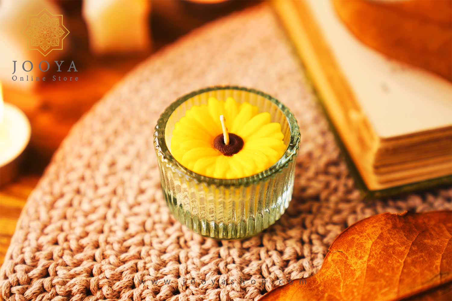 شمع شیشه گل آفتابگردان