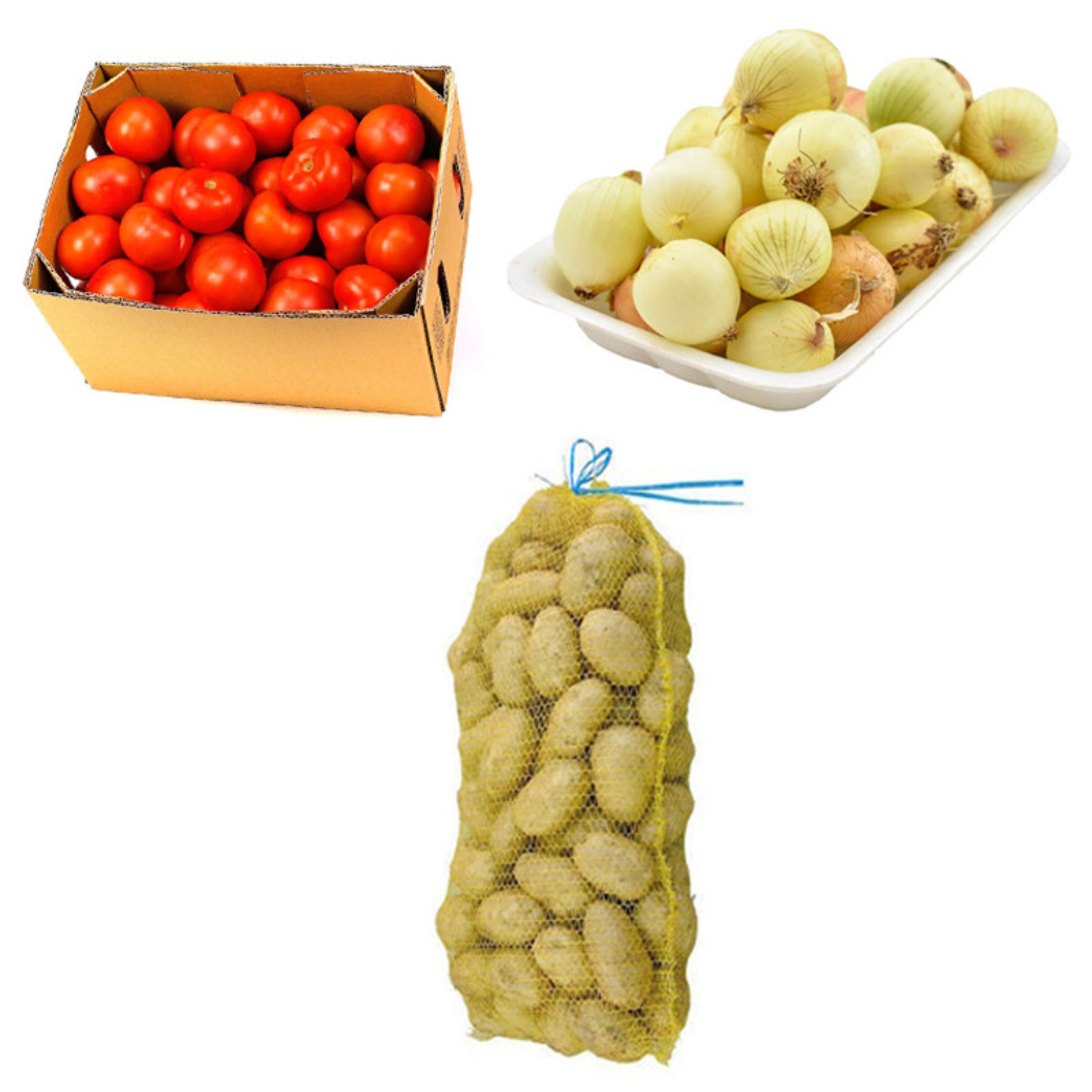 گوجه فرنگی و سیب زمینی و پیاز زرد - 3 کیلوگرم بسته 3 عددی