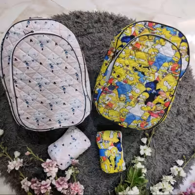 کوله پشتی پارچه ای مدارس همراه باجامدادی