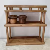 استند آشپزخانه سه طبقه چوب روس رنگ قهوه ای تیره پوشش سیلر کیلر