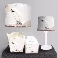 ساعت دیواری و جعبه دستمال اتاق نوزاد طرح پانداهای درحال تاب بازی ba-5901