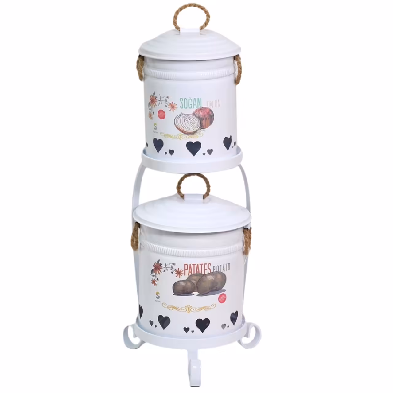 جا سیب زمینی پیاز و سیر فلزی دو طبقه استند دار