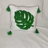  کاور کوسن پانچدوزی شده طرح برگ انجیری  سایز 40 در40