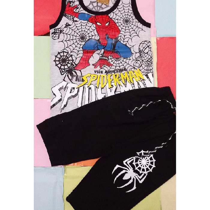 تاپ وشلوارک نخی پسرانه  طرح مردعنکبوتی 6تا7سال