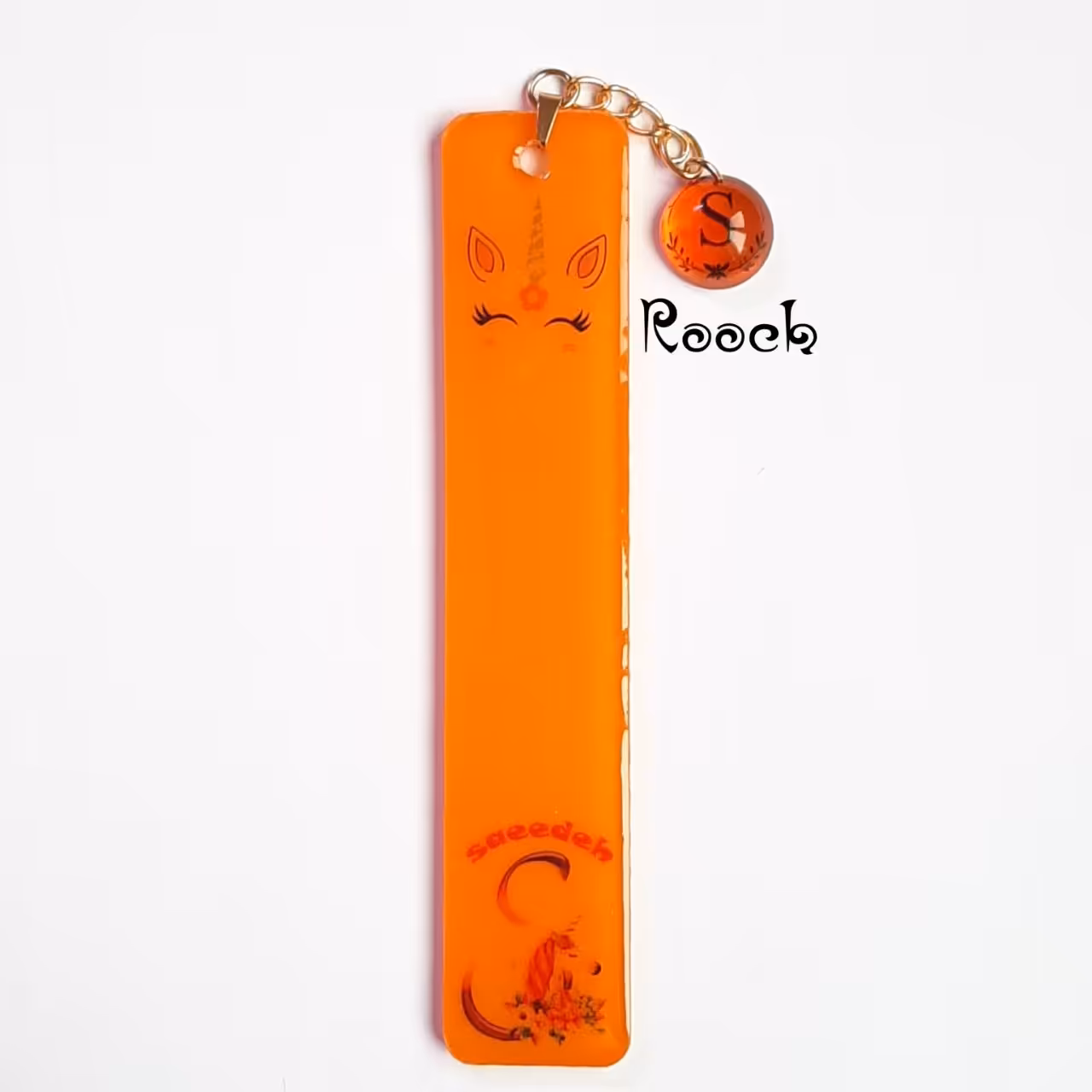 بوک مارک رزینی نشان کتاب یک طرفه پشت ساده و طرح دلخواه سایز  12 و 15 سانت عرض 3 سانت . بدون جعبه 