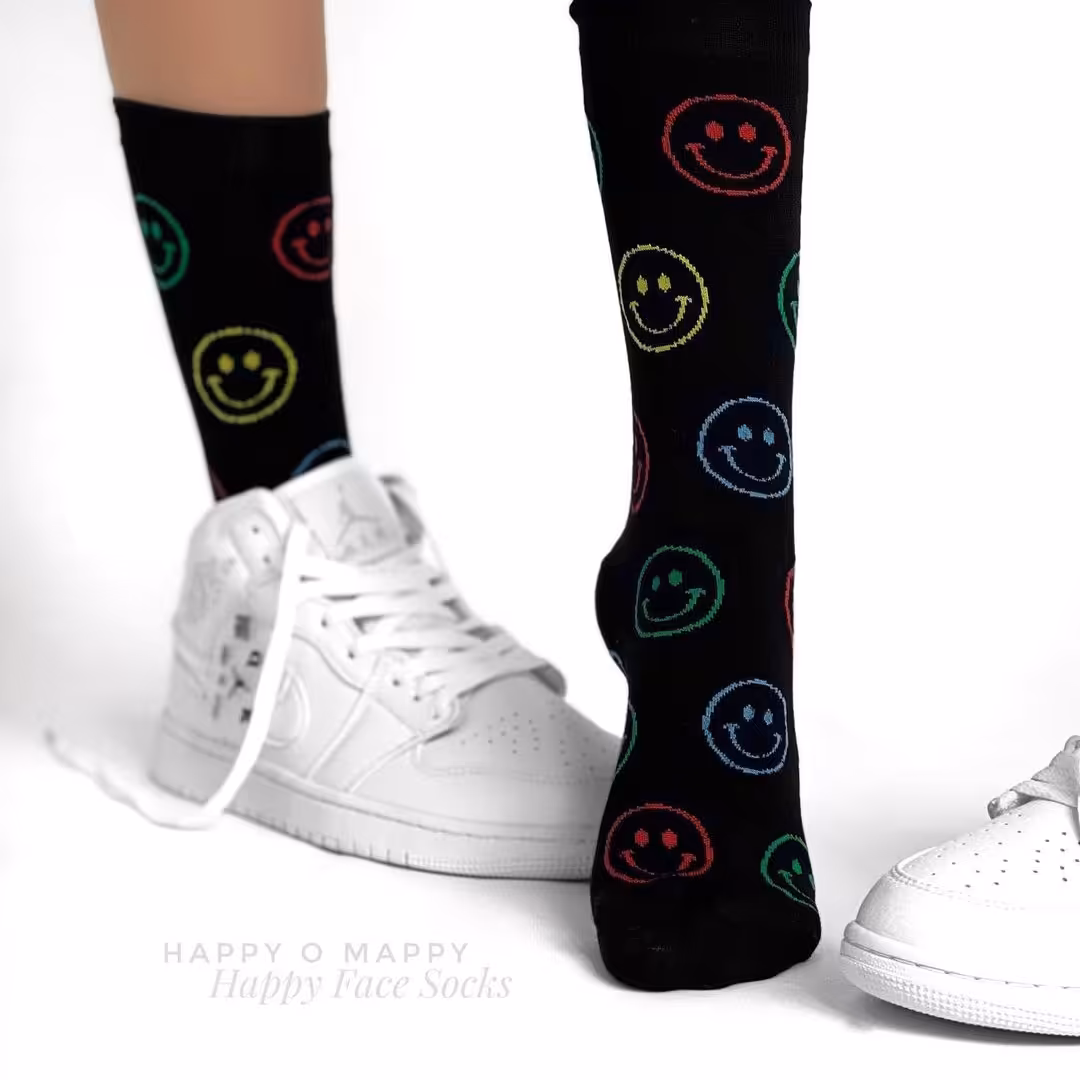 جوراب ساقدار  طرح Smile نخ پنبه فری سایز