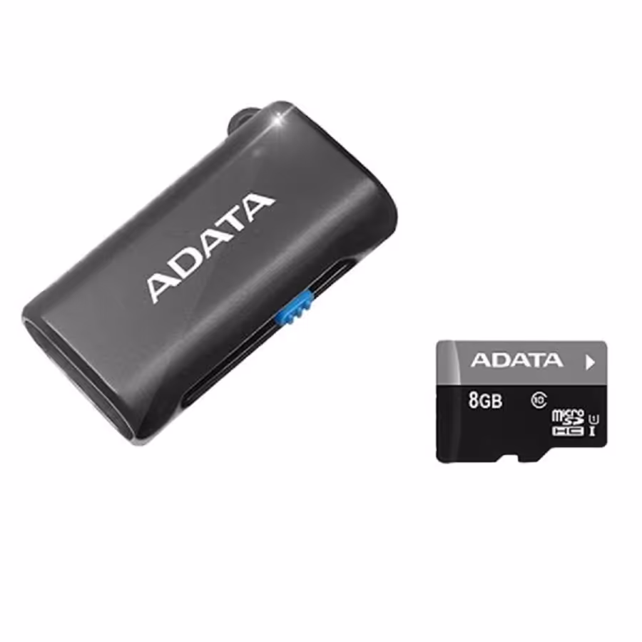 کارت حافظه میکرو اس دی ای دیتا پریمیر کلاس 10 با ظرفیت 8 گیگابایت همراه با میکرو ریدر