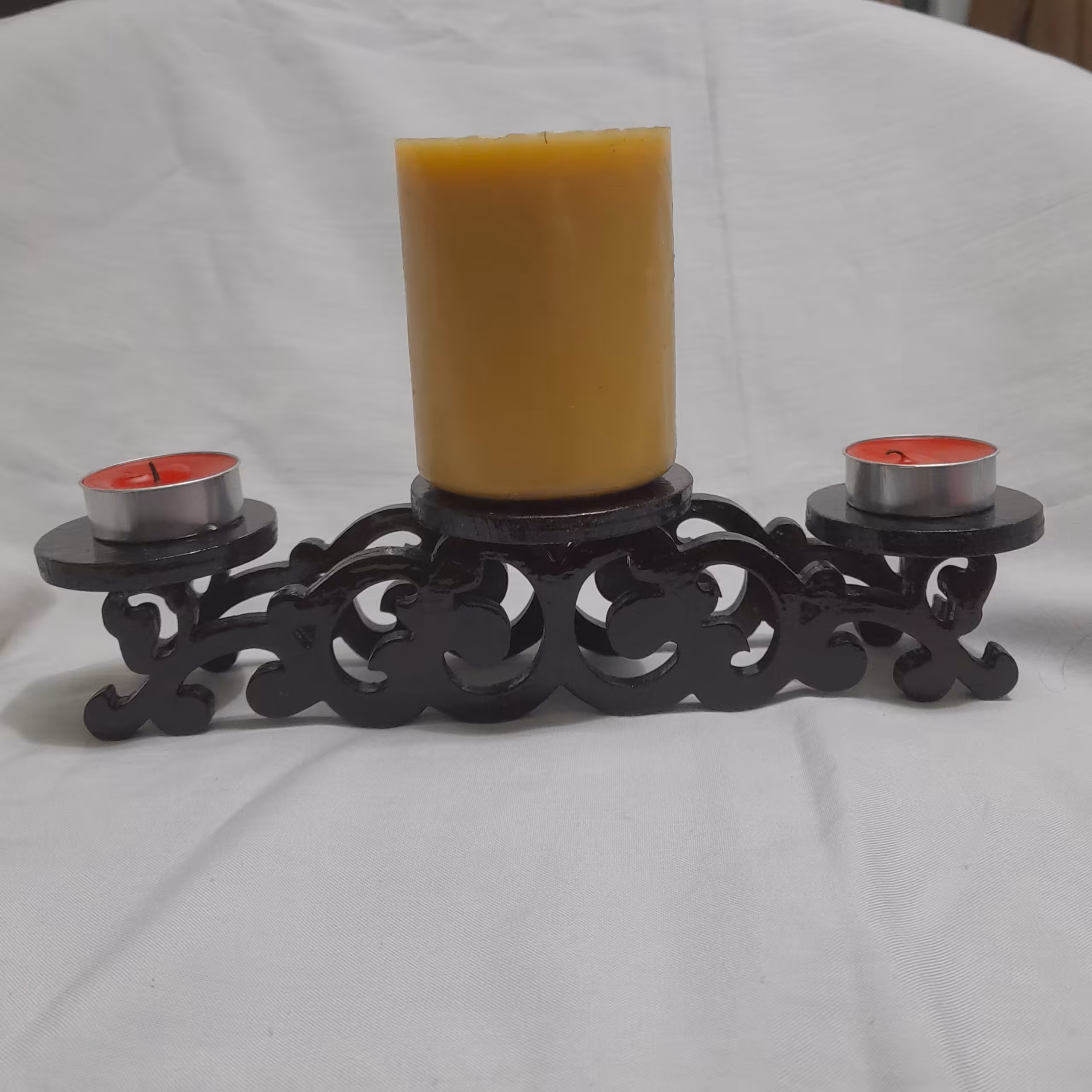 جاشمعی چوبی معرقکاری شده رنگ تیره شماره 2