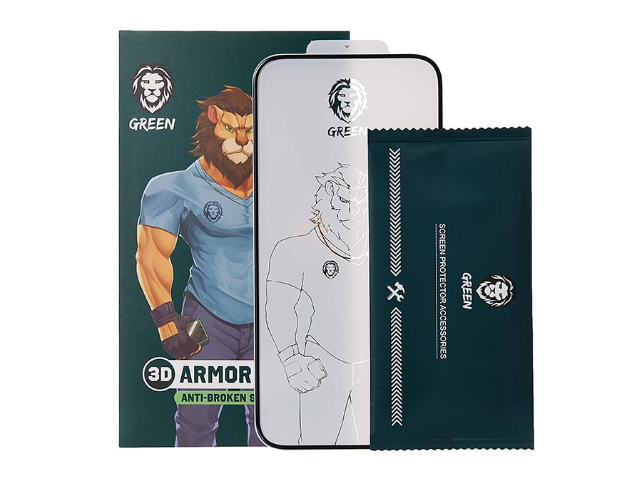 محافظ صفحه نمایش شیشه ای آیفون 12 و 12 پرو گرین Green iphone 12/12 Pro 3D Armor Edge Glass