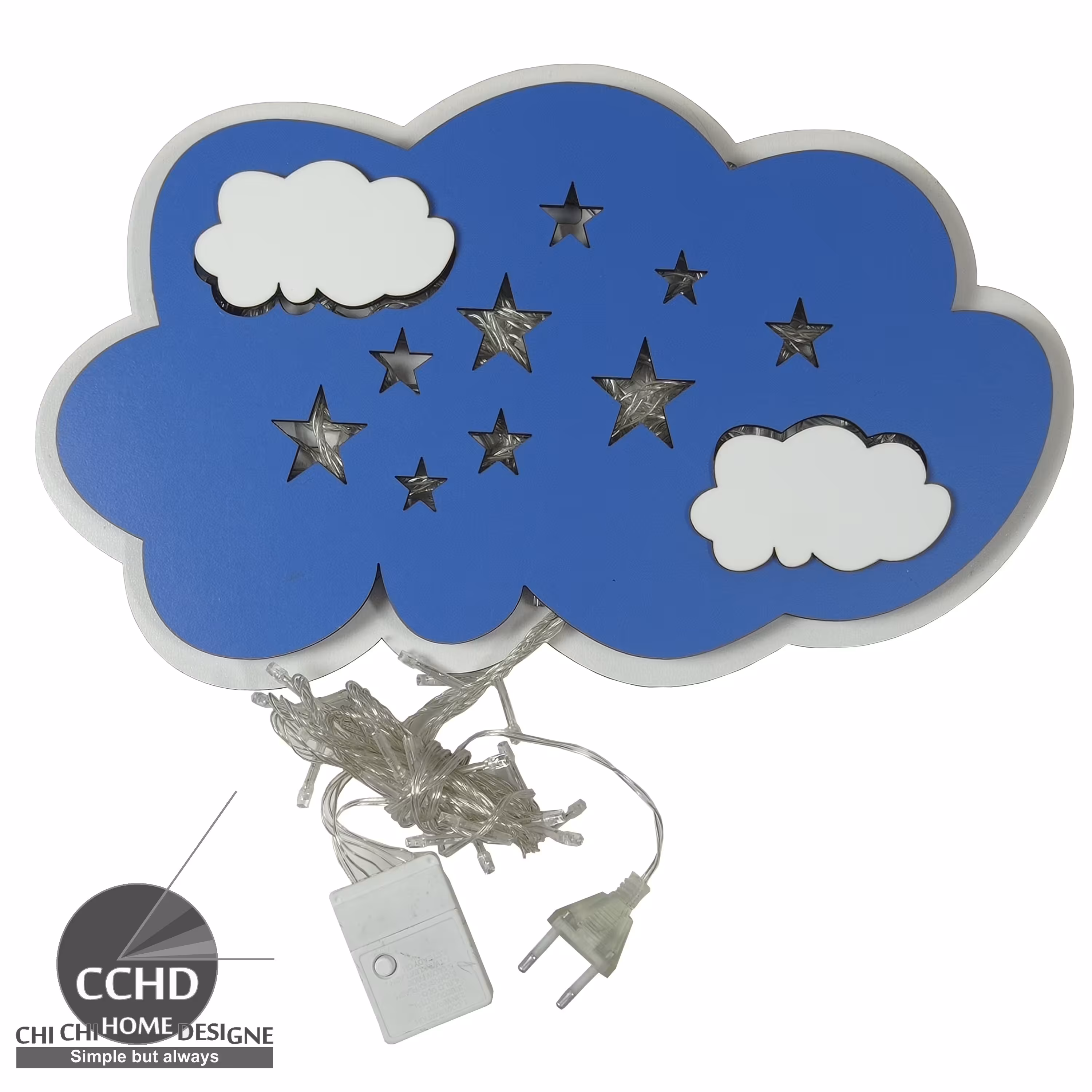 چراغ خواب اتاق کودک و نوزاد ، طرح ابر رنگ سرمه ای 