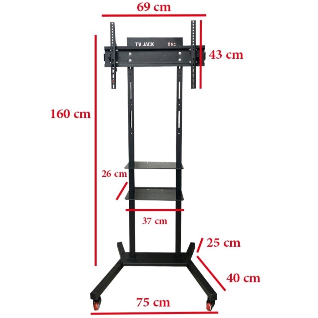 پایه ایستاده تلویزیون مناسب سایزهای بزرگ تا  105 اینچ مدل نمایشگاهی متحرک و دو طبقه