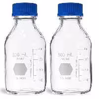 شیشه در پیچ دار 500 میلی لیتر در آبی آزمایشگاهی 