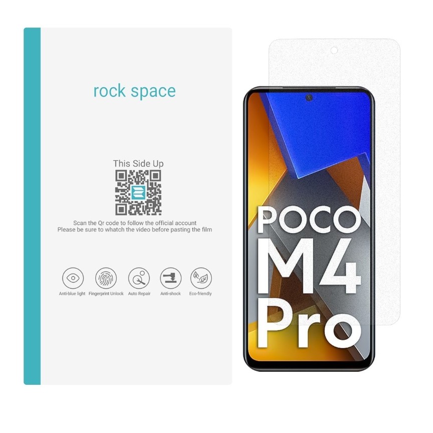 گلس مات نانو و ضد ضربه گوشی برند راک اسپیس مناسب برای گوشی شیائومی مدل POCO M4 PRO

