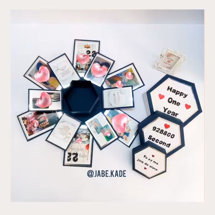 جعبه سورپرایز هشت ضلعی برای عکس و متن