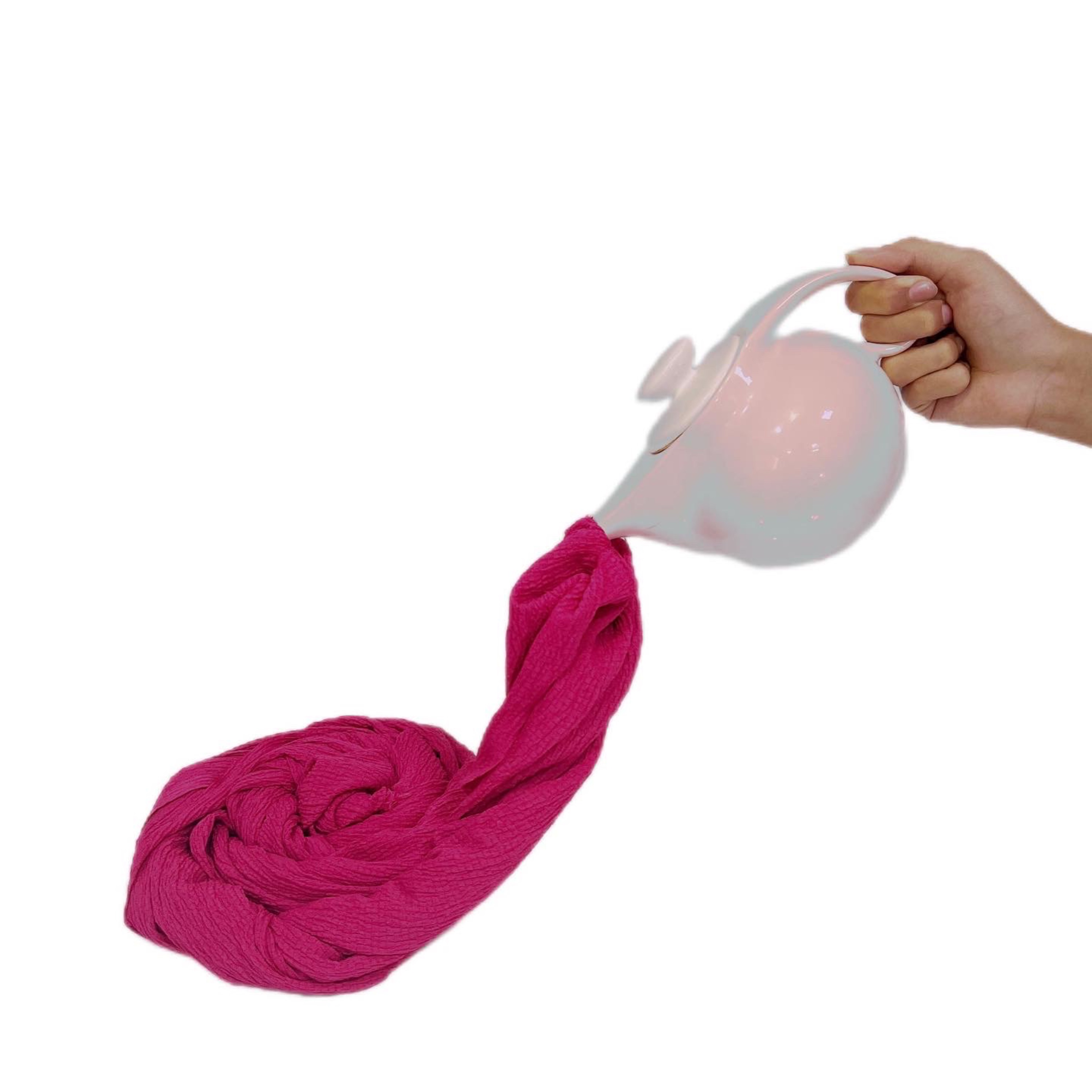 شال صورتی ساده پفکی سایز 190در70سانت