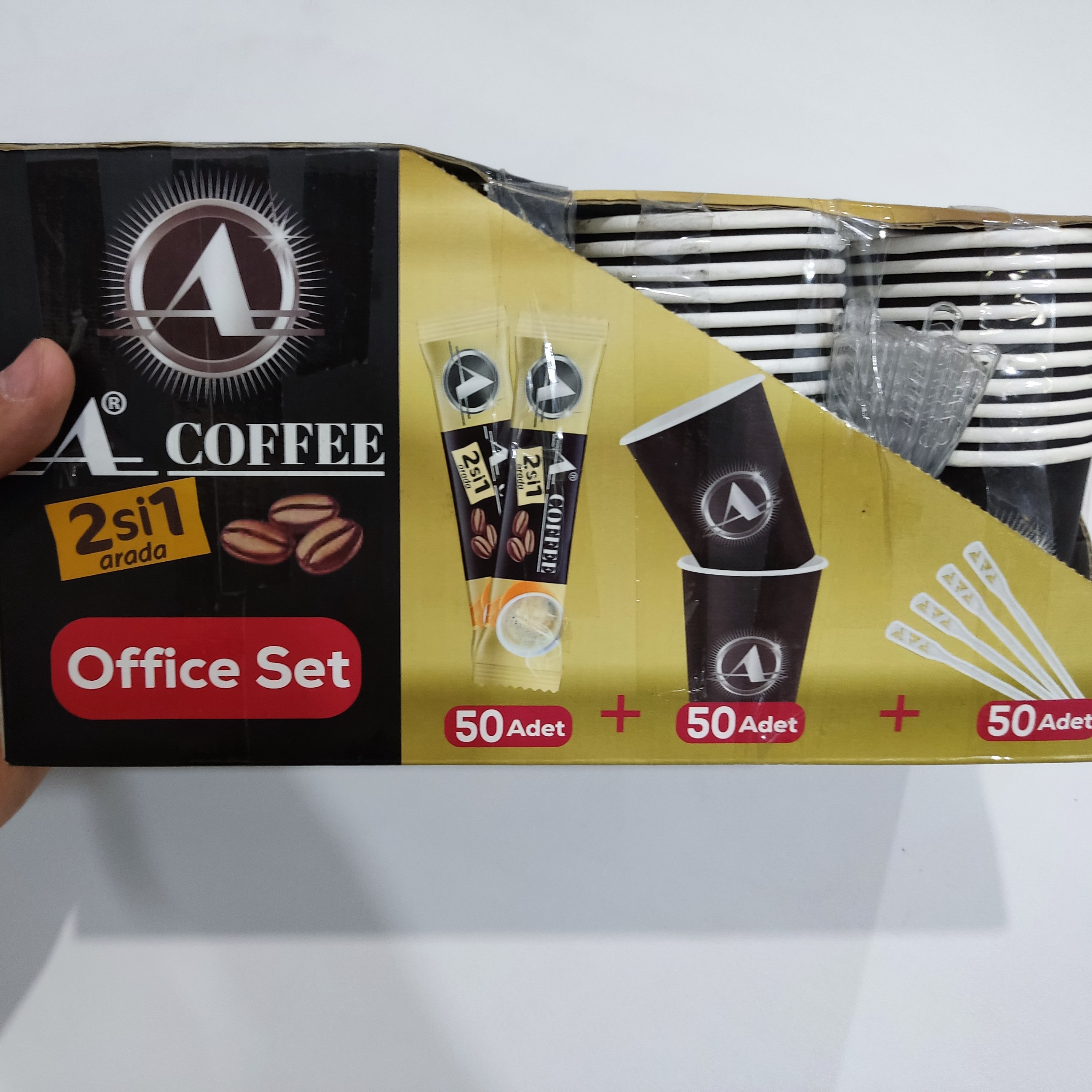 کافی میکس 2 در 1   اصل ترکیه  50 عددی همراه با 50 عدد لیوان و قاشق 