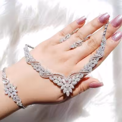 سرویس نقره زنانه مناسب عروسی و نامزدی قالب طلا کد 144230