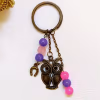 جا کلیدی طرح جغد برنزی با آویز  های رنگی