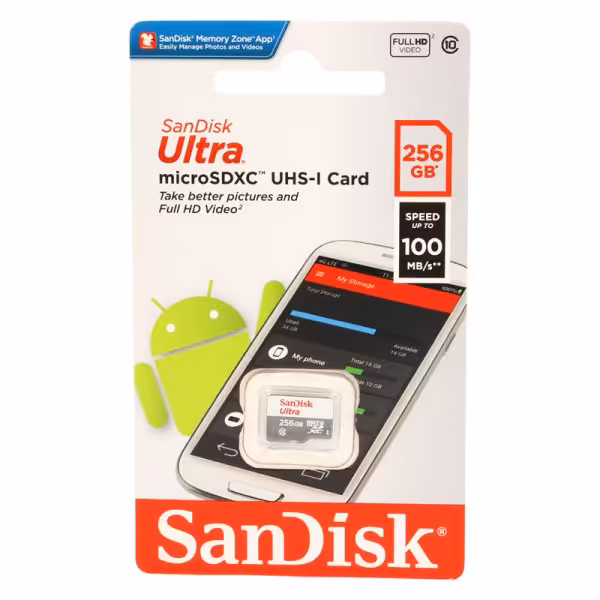 کارت حافظه سن دیسک microSDHC مدل Ultra کلاس 10 استاندارد UHS-I U1 سرعت 100 MBps ظرفیت 256 گیگابایت
