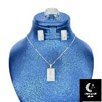 نیم ست نقره زنانه پرنس باعیار 925 و آبکاری طلا سفید زنجیر دیپلمات 45 سانتی