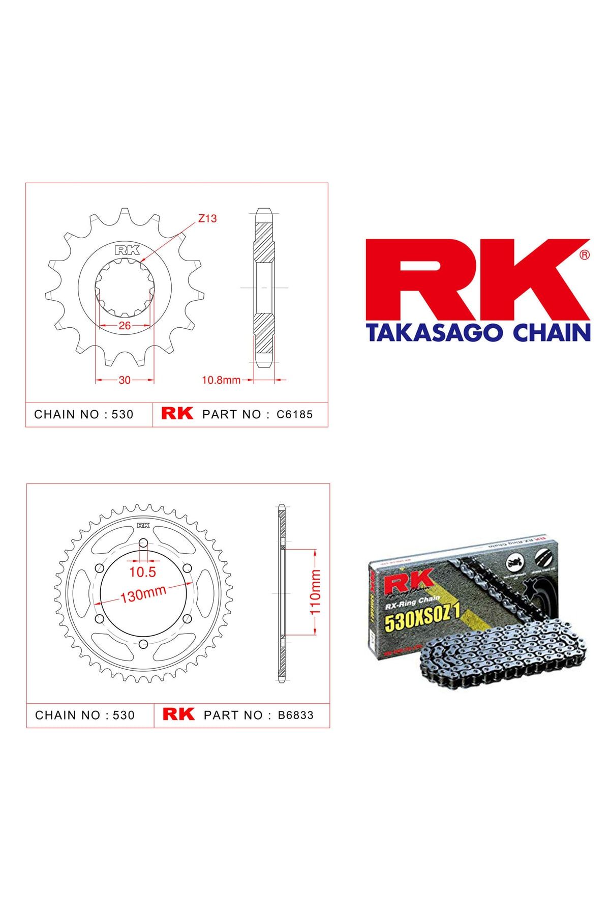 FZ 1 FAZER RK X RING GAIN GEAR مجموعه 530 XSO 17 45T 2006 2014 Yamaha
