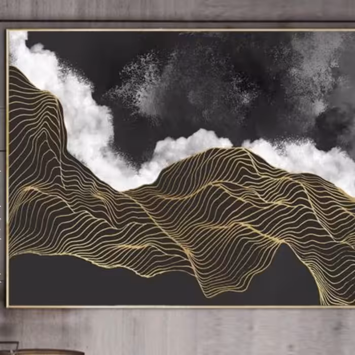 تابلو دکوراتیو برجسته نقاشی شده بادست ضد آب سایز 100 در 70 با قاب 