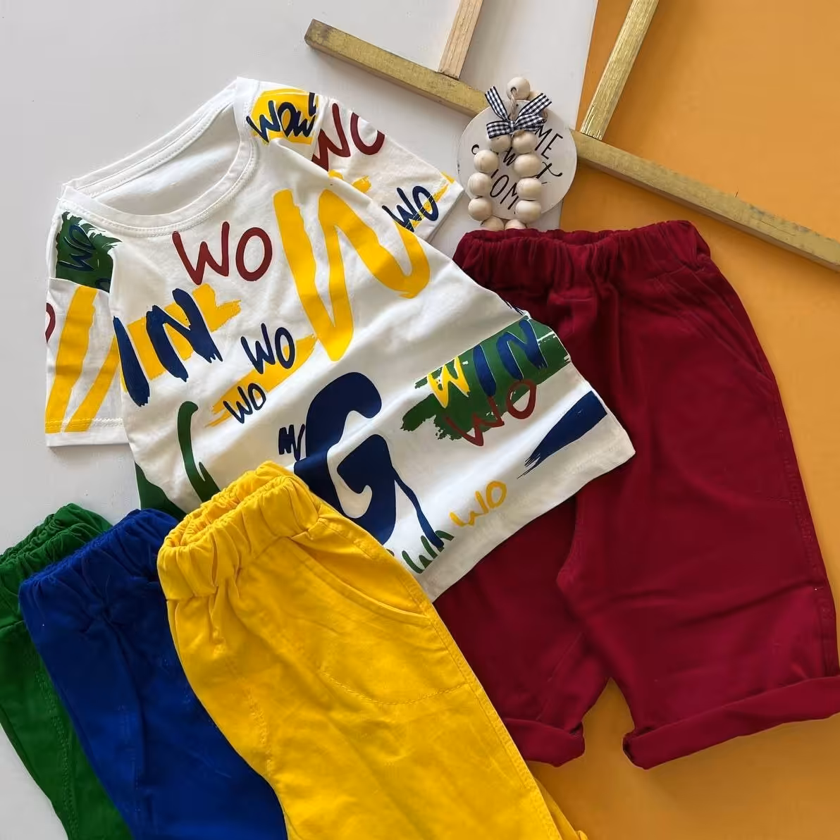 تیشرت شلوارک اسپرت رنگی رنگی حروف