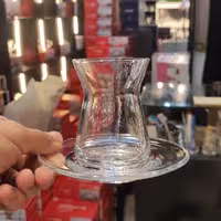 استکان و نعلبکی بلوری ساخت ترکیه مدل ایرم بسته شش عددی