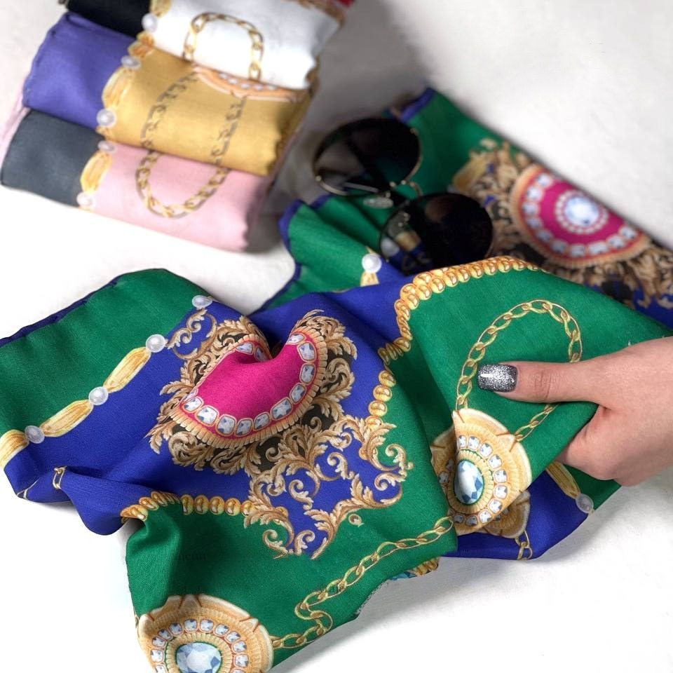 روسری نخ پنبه دوردستدوز قواره متوسط
